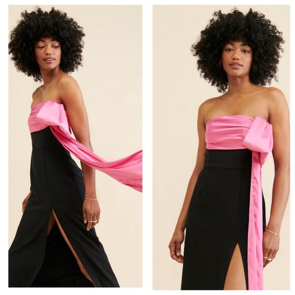 NWT Hutch Serina Strapless Column Bow Maxi Dress Size 00 Wedding Cocktail Gown - Picture 2 of 13